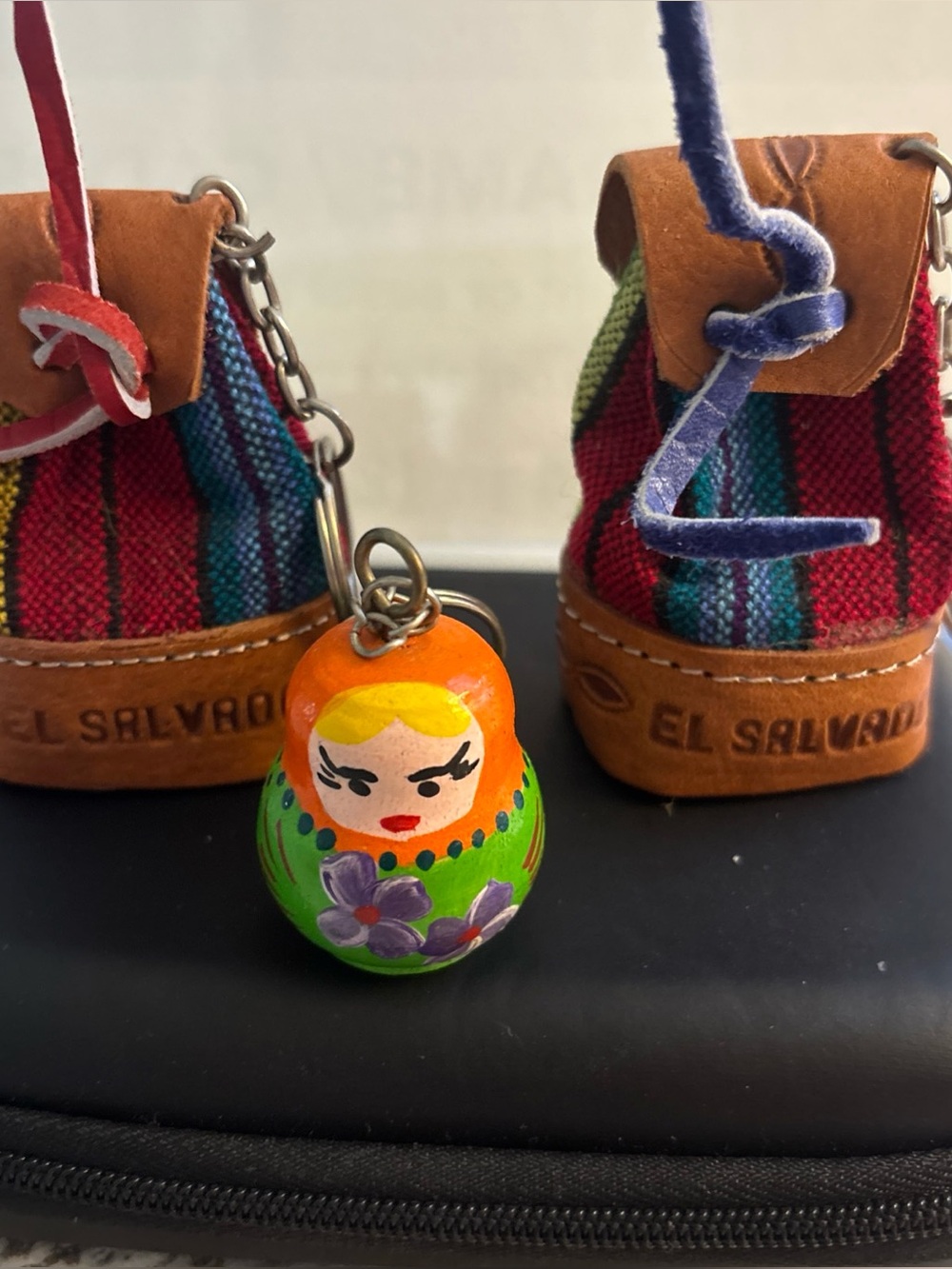 Bundle / 3 KEYRINGS Handmade El Salvador Souvenir Pouch And Hand painted Doll
